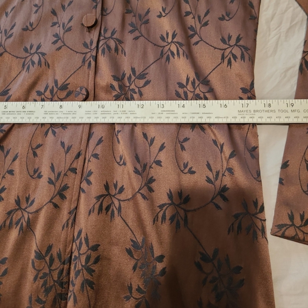 Vintage Brown Satiny Embroided Evening Jacket Blazer Women SZ Small - Picture 8 of 11